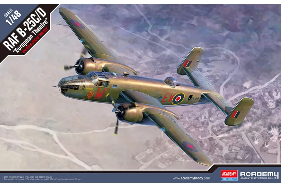 Academy 1/48 RAF B-25C/D &amp;quot;European Theatre&amp;quot; Bomber Scaled Plastic Model Kit image 98672