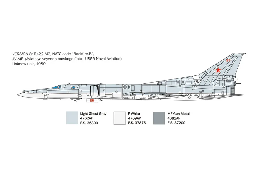 Italeri 1/72 Tu-22M2 Backfire B Bomber Scaled Plastic Model Kit image 98818