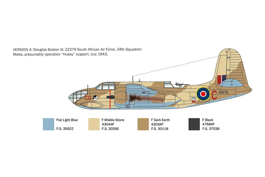 Italeri 1/48 A-20B Boston III Bomber Scaled Plastic Model Kit image 98822