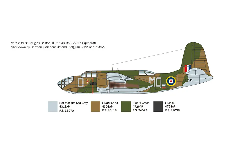 Italeri 1/48 A-20B Boston III Bomber Scaled Plastic Model Kit image 98823