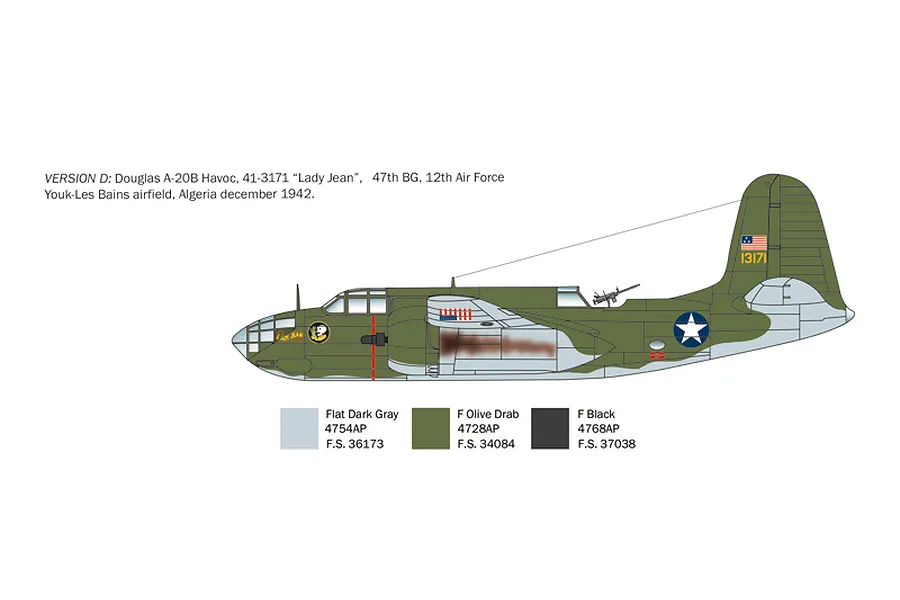 Italeri 1/48 A-20B Boston III Bomber Scaled Plastic Model Kit image 98825