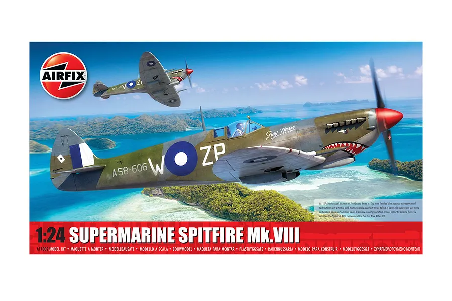Airfix 1/24 Supermarine Spitfire Mk.VIII Fighter Scaled Plastic Model Kit w/Australian Decal Scheme image 98892