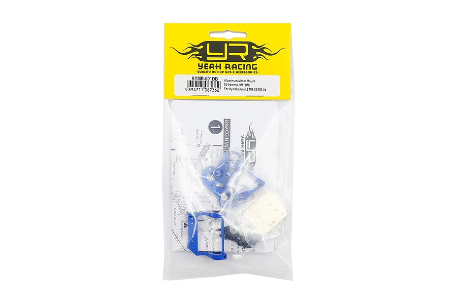 Yeah Racing Aluminium Motor Mount Set for Kyosho Mini-Z in original retail packaging.