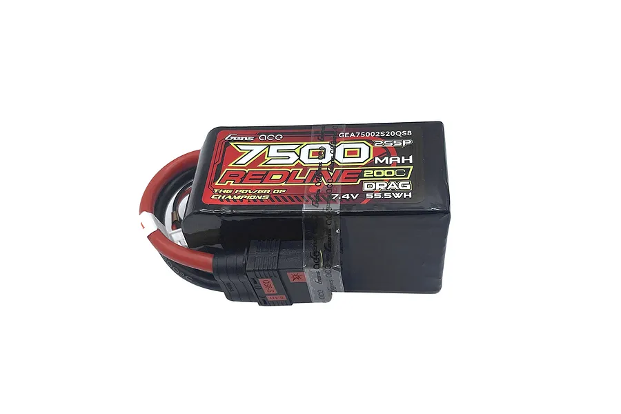 Gens Ace Redline 2.0 7.4V 7500mAh 2S 200C Drag Spec LiPo Battery image 99170