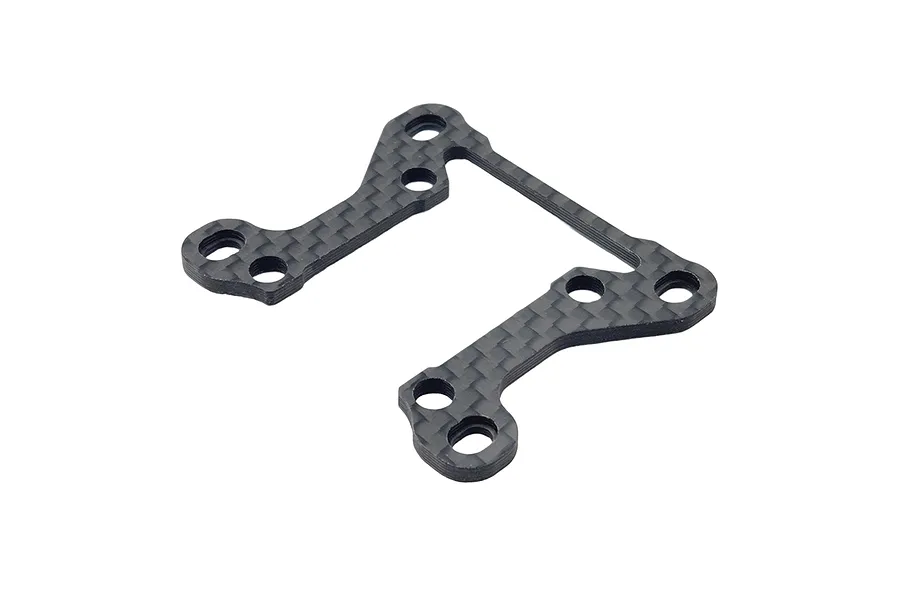 A flat, U-shaped carbon fibre RC car part with multiple mounting holes, isolated against a white background.