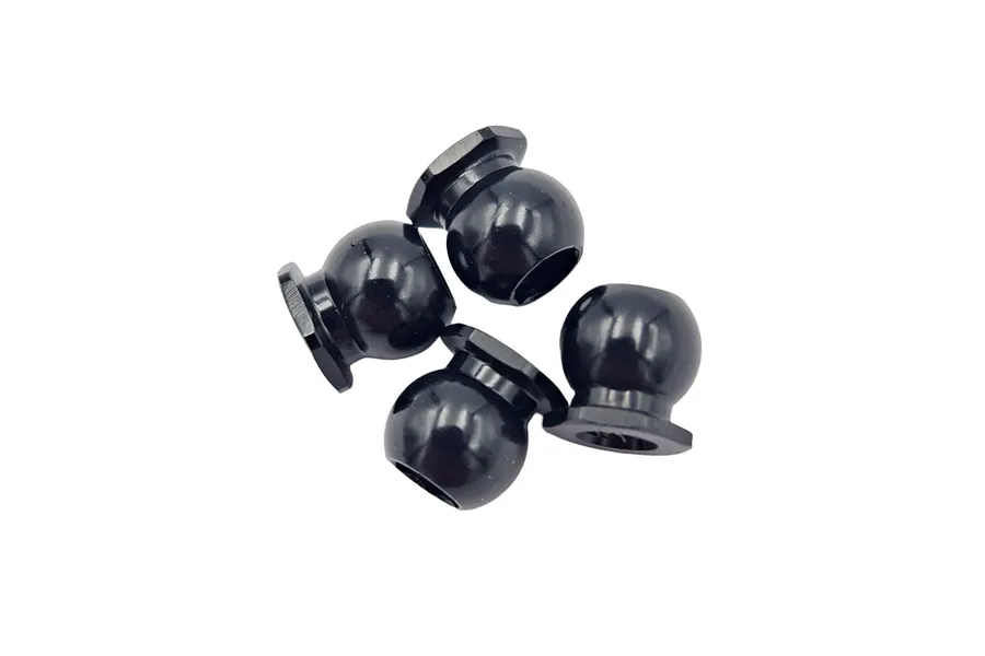 Four black RC shock balls arranged in a cluster on a white background.