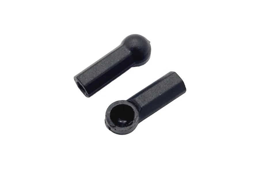 Two black RC Maker 4.3mm short ball cups shown from different angles against a white background.
