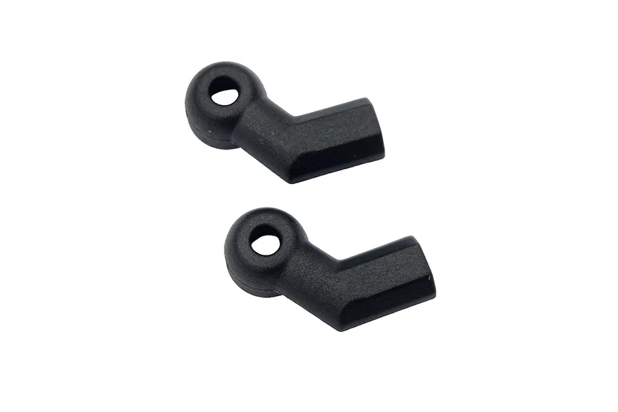 Two black RC Maker offset ball cups for RC car suspension, shown against a white background.