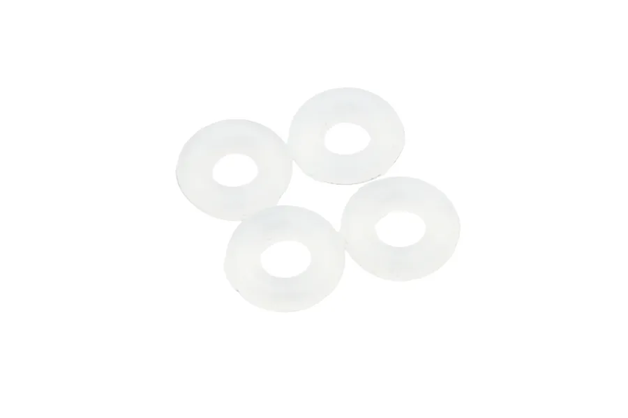 Four small, translucent white silicone O-rings arranged in a cluster against a white background.