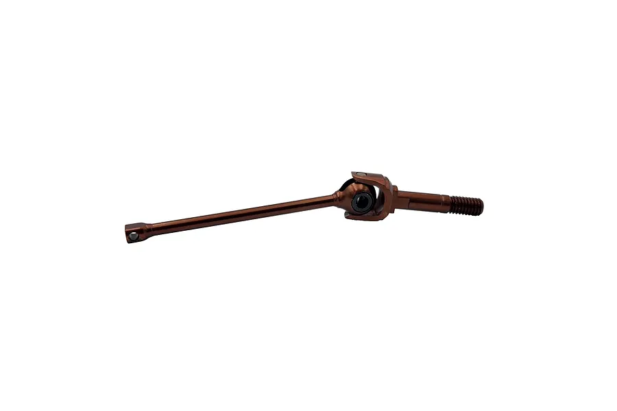 A brown metallic RC car CVD driveshaft isolated on a white background.