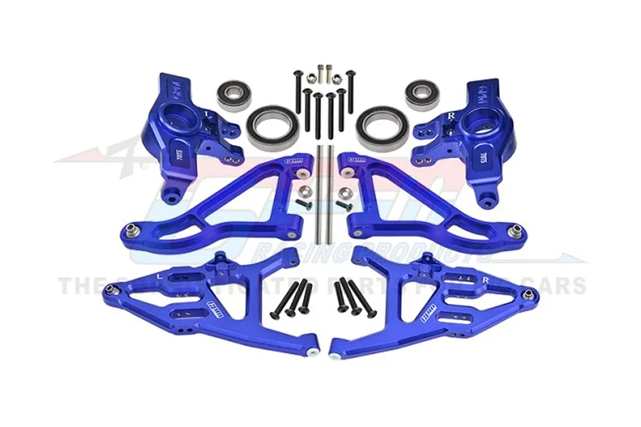 GPM Aluminium Steering Hubs and Front Suspension Arms Set - Blue image 99556