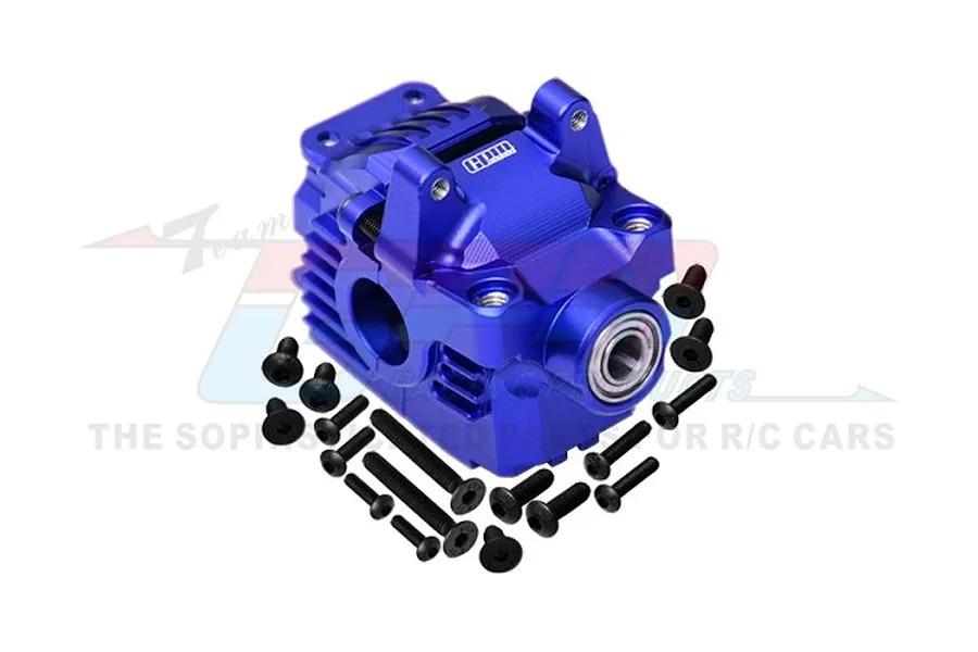 GPM Aluminium Front Differential Housing w/ Larger Inner Bearings - Blue image 1