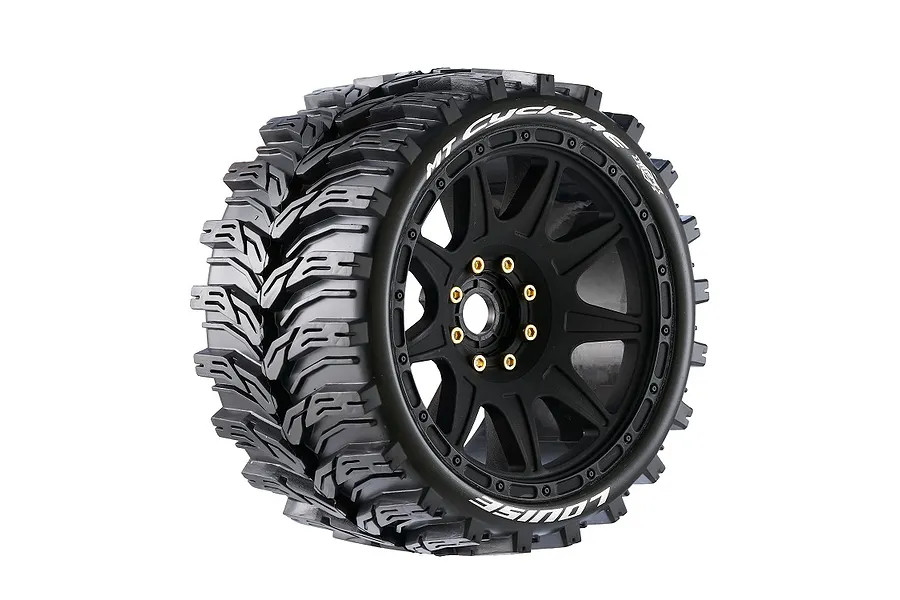 Louise 4.4&amp;quot; MT-Cyclone Speed Tyres On Black Spoked Removable Hex Rims - Glued Wheels 2Pcs image 99607