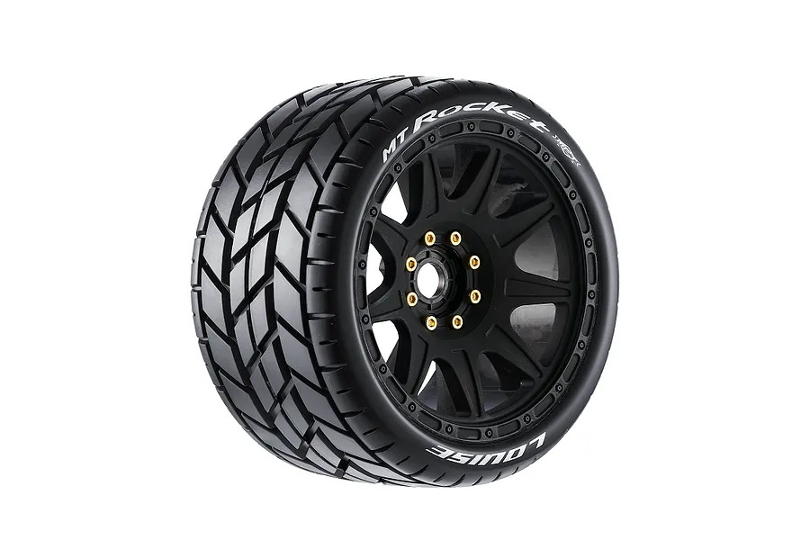 Louise 4.4&amp;quot; MT-Rocket Speed Tyres On Black Spoked Removable Hex Rims - Glued Wheels 2Pcs image 99622