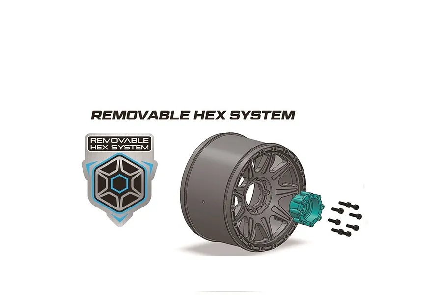 Louise 4.4&amp;quot; MT-Rocket Speed Tyres On Black Spoked Removable Hex Rims - Glued Wheels 2Pcs image 99626