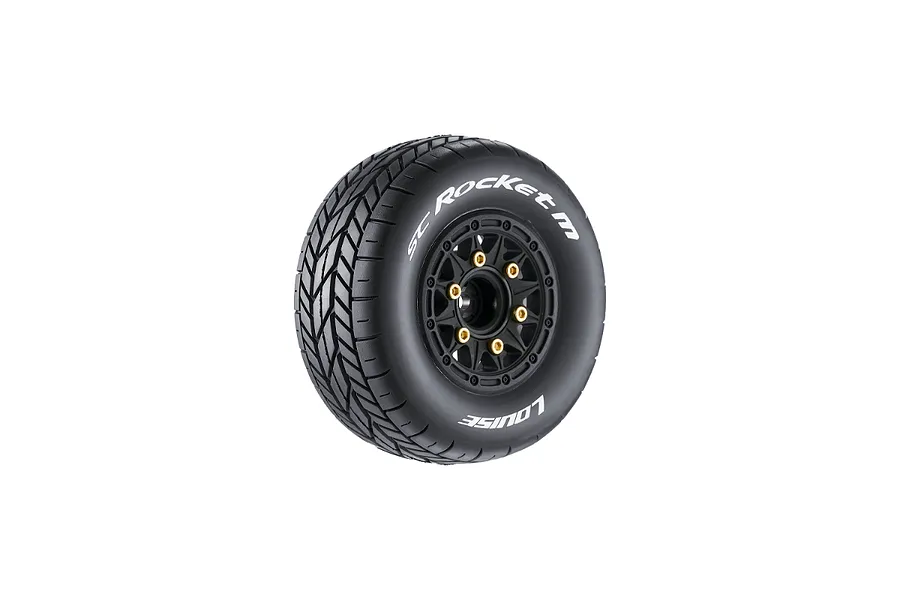 Louise 2.4/3.2&amp;quot; SC-Rocket M Super Soft Tyres On Black Spoked Removable Hex Rims - Glued Wheels 2Pcs image 99629