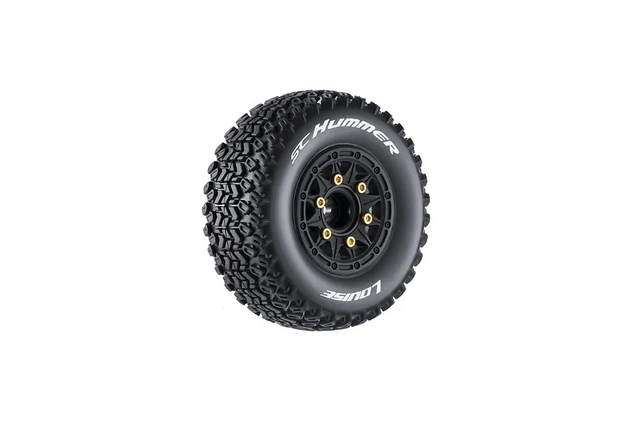 Louise 2.4/3.2&amp;quot; SC-Hummer Tyres On Black Spoked Removable Hex Rims - Glued Wheels 2Pcs image 99633