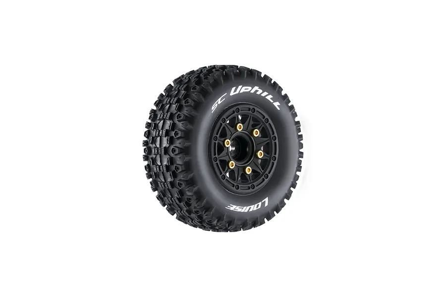 Louise 2.4/3.2&amp;quot; SC-Uphill Tyres On Black Spoked Removable Hex Rims - Glued Wheels 2Pcs image 99635