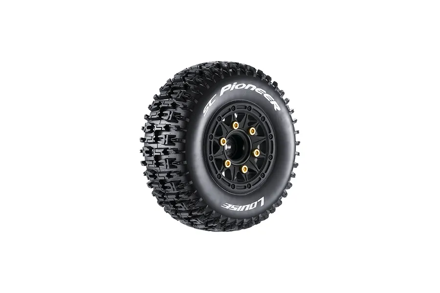 Louise 2.4/3.2&amp;quot; SC-Pioneer Tyres On Black Spoked Removable Hex Rims - Glued Wheels 2Pcs image 99639