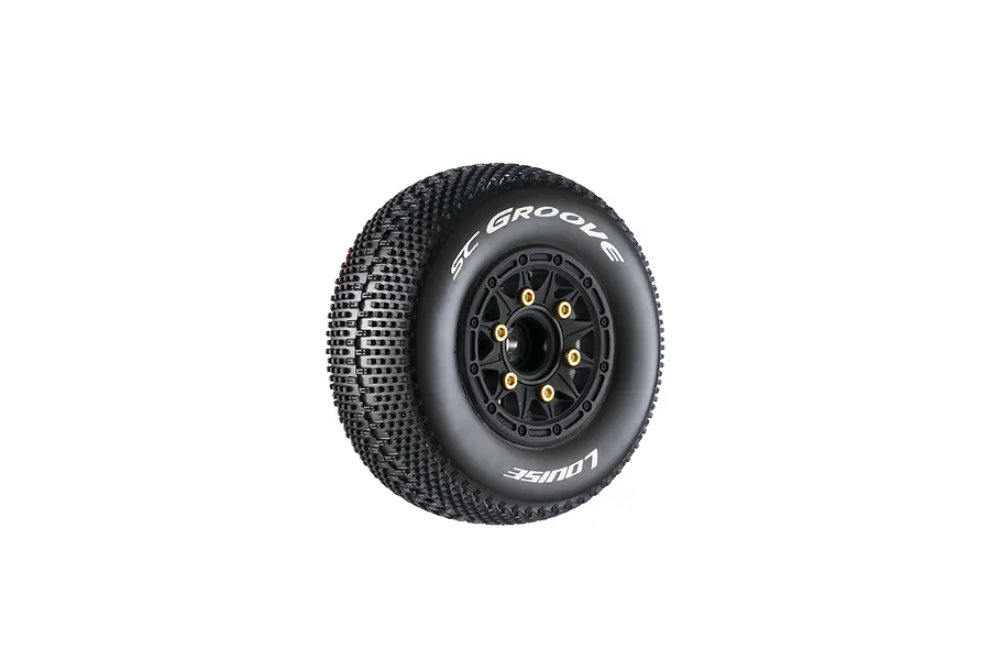 Louise 2.4/3.3&amp;quot; SC-Groove Tyres On Black Spoked Removable Hex Rims - Glued Wheels 2Pcs image 99643
