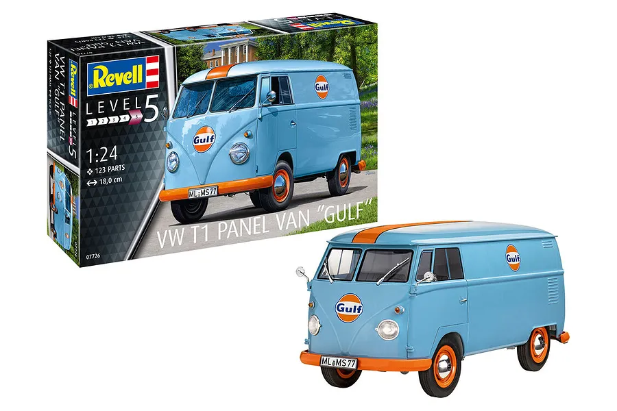 Revell 1/24 Volkswagen T1 Gulf Van Scaled Plastic Model Kit image 99717
