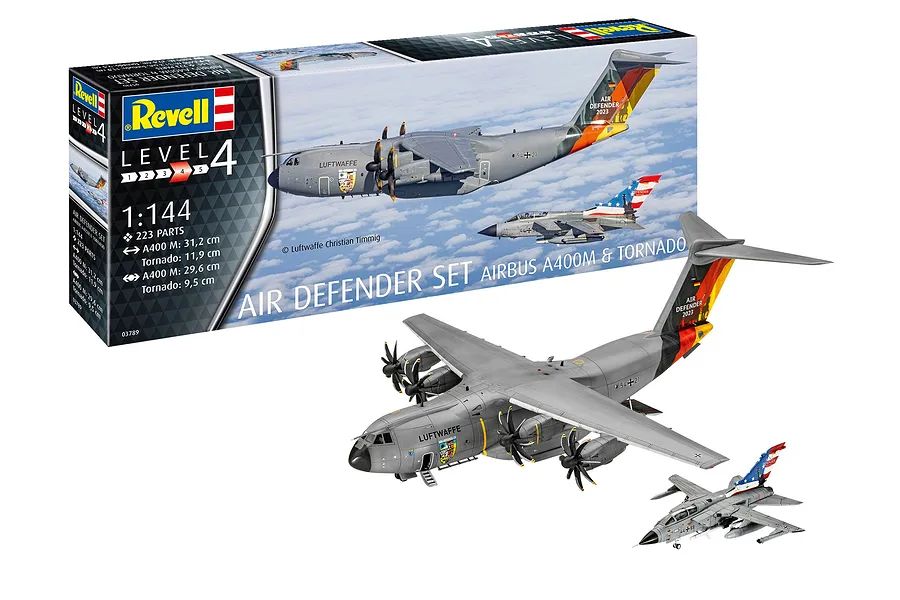 Revell 1/144 Airbus A400m &amp;amp; Tornado Air Defenders Scaled Plastic Model Combo Kit image 99763