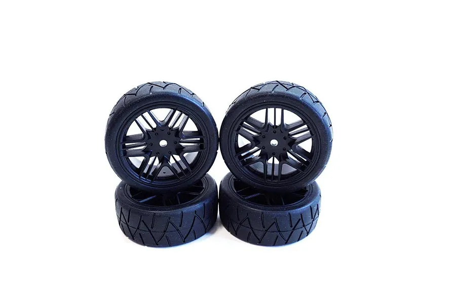 Team Powers 1/10 Touring Car Radial Tyres w/ Black Rims 4Pcs image 99777