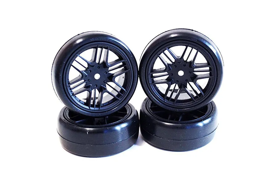 Team Powers 1/10 Touring Car 34M Slick Tyres w/ Black Rims 4Pcs image 99778