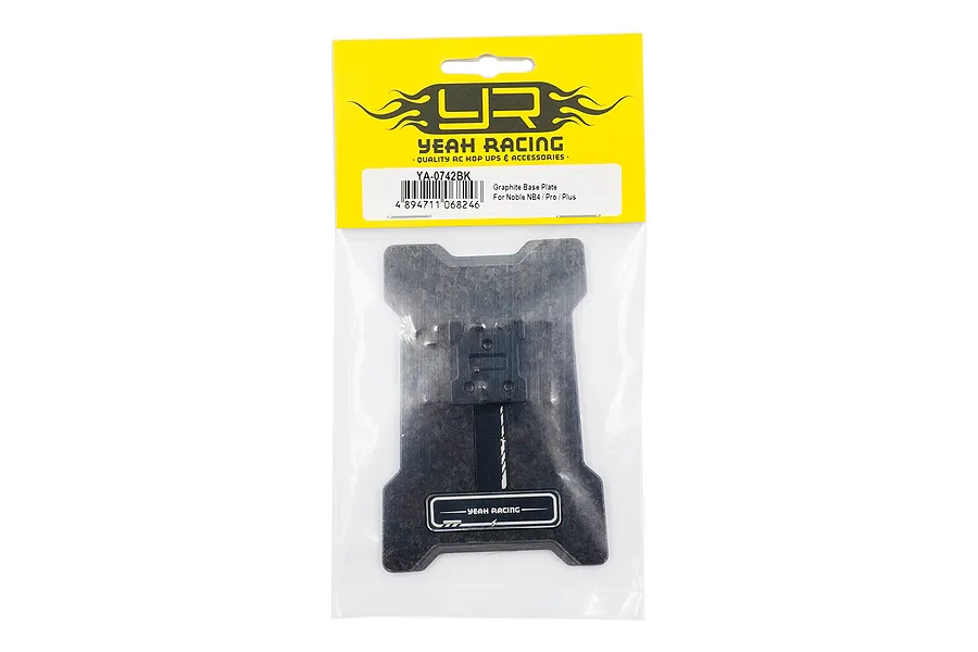 Yeah Racing Graphite Base Plate for Noble NB4/Pro/Plus in original retail packaging.