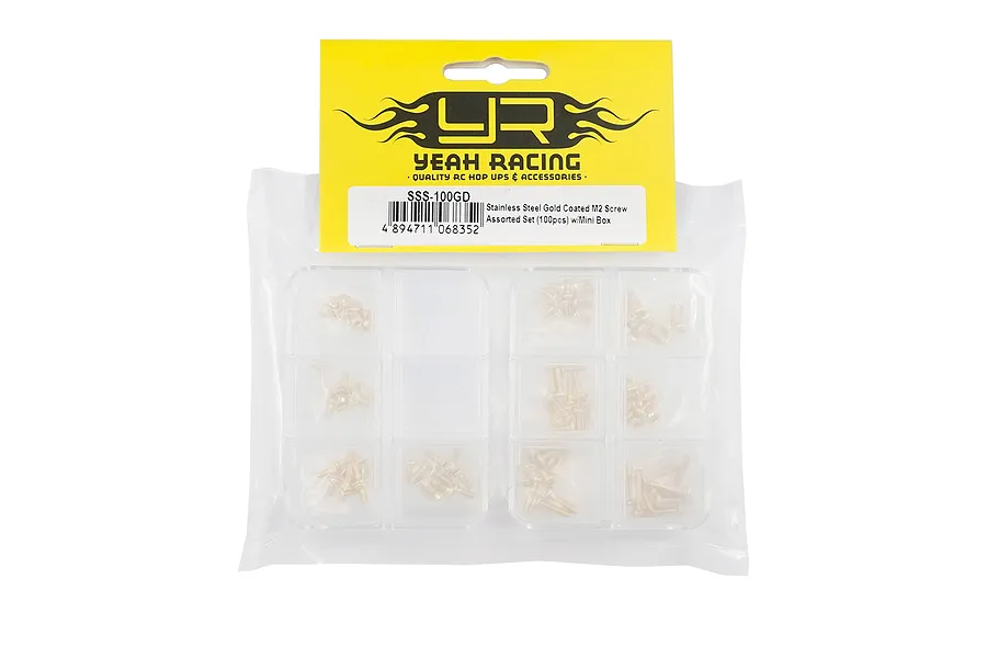 Yeah Racing Stainless Steel M2 Assorted Screw Set 100Pcs - Gold Plated image 99807