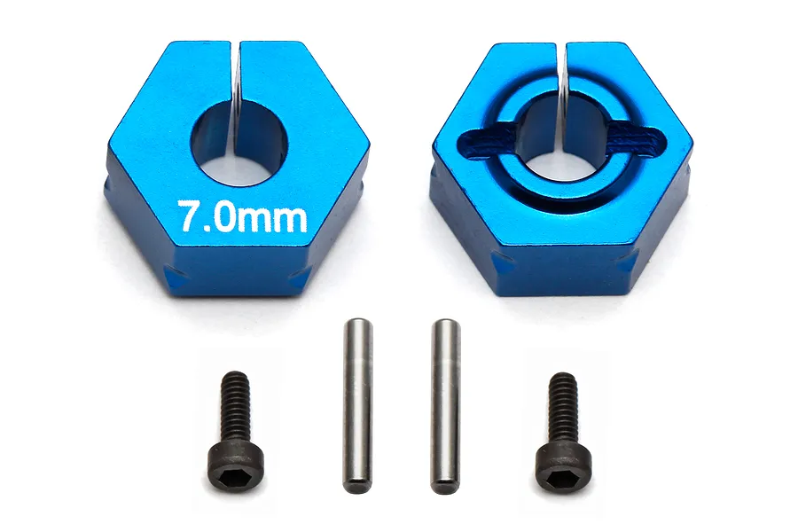 Factory Team Aluminium 12mm Wheel Hex +7mm Adaptors 2Pcs - Blue image 99964