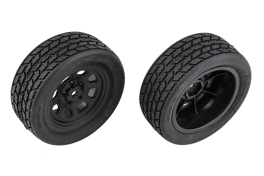 Team Associated Street Stock Front Tyres on Black Rims - Glued Wheels 2Pcs image 99981