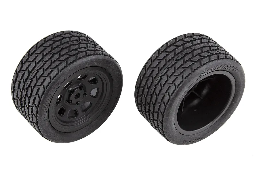 Team Associated Street Stock Rear Tyres on Black Rims - Glued Wheels 2Pcs image 99983