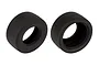 Two black Team Associated 2.2/3.0 inch soft rear belted drag racing tyres for RC cars, shown against a white background.