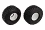 Two black Element RC 1.9 inch General Grabber A/T X RC crawler tyres with white foam inserts visible inside, isolated on a white background.