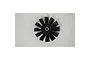 A black 12-blade EDF fan rotor for an RC airplane, viewed from the front against a textured white background.