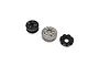Axial DIG cog and plate set featuring a central metal gear flanked by two black circular components on a white background.