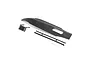 Pro Boat Hull Armour Set including a large black plastic hull panel, support rails, a small bracket, and mounting screws on a white background.