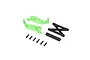Losi 1/18 scale wheelie bar set in green, including two green side arms, a black support frame, and six small black mounting screws.