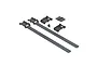 ARRMA battery strap mount set including two long hook-and-loop straps, plastic mounting brackets, and a small clip component.