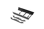 A set of black plastic RC rock sliders and chassis side plates for an Axial RC vehicle on a white background.