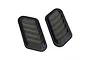 Two black plastic bonnet duct accessories for 1/10 scale RC cars, shown from a top-down angle against a white background.