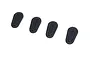 Four black 1/10 scale aero catch hood pins for RC cars arranged in a row against a white background.