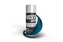 A can of Spaz Stix Deep Sea Blue Metallic spray paint with a swirling splash of the blue metallic paint around the base.