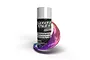 A can of Spaz Stix Color Change Holographic spray paint with a vibrant purple and orange paint splash effect swirling around it.