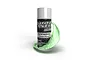 A can of Spaz Stix Green Pearl spray paint with a swirling splash of green pearlescent paint around the base.