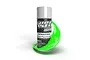 A can of Spaz Stix Green Fluorescent spray paint with a dynamic splash of bright green paint swirling around the base.