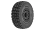 Pro-Line Mirage TT belted tyre mounted on a black removable hex SCT rim, viewed from a three-quarter angle against a white background.
