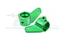 Two green anodized aluminium front steering hubs for RC cars by GPM Racing, shown against a white background with a faint watermark.