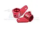 Two red anodized aluminium front steering hubs for RC cars by GPM Racing, shown against a white background.